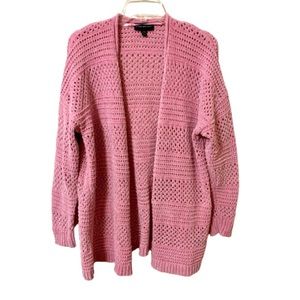 Lane Byant Open Weave Cardigan - Pink Chenille - Metallic Thread - Size 14/16